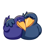 🥰 pájaros, cuervos, amor, lindo, dibujos animados, emociones telegram sticker