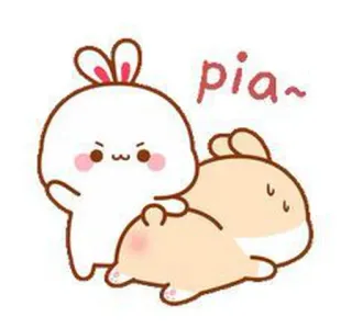 🍼 pia~ mono, conejo, conejito, dibujo animado telegram sticker
