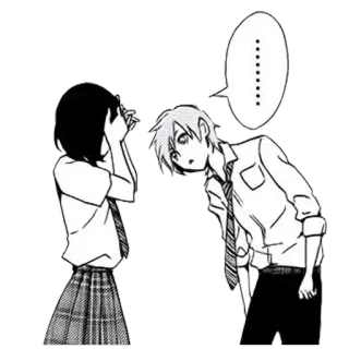 😶 ......... manga, anime, speech bubble, school uniform, cartoon telegram sticker