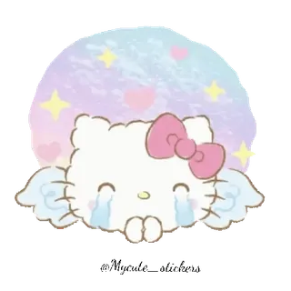 🐱 Hello Kitty hello kitty, kawaii, verdrietig, engel, huilen, pastel telegram sticker