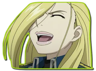 😄 Riza Hawkeye Fullmetal Alchemist อนิเมะ, แขนกลคนแปรธาตุ, ริซ่า ฮอว์คอาย, มังงะ, การ์ตูน telegram sticker