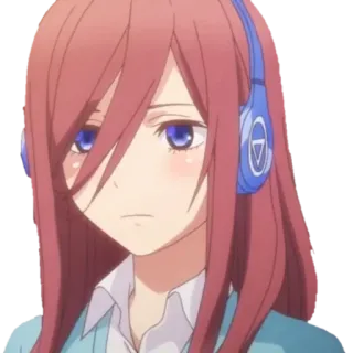 😐 Miku Nakano The Quintessential Quintuplets anime, manga, girl, headphones, The Quintessential Quintuplets, Miku Nakano telegram sticker