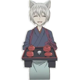🍱 Tomoe Kamisama Kiss anime, fox, ears, kimono, serving, kamisama kiss, tomoe telegram sticker