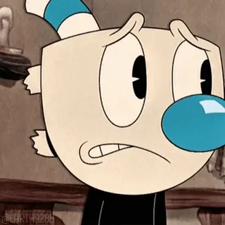 👿 Cuphead cuphead, dessin animé, personnage, triste, inquiet, préoccupé, expression whatsapp sticker