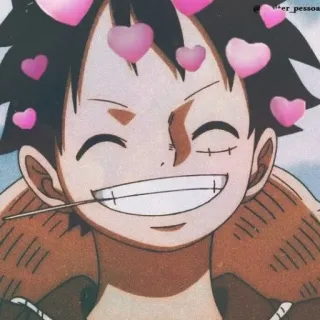 😄 Monkey D. Luffy One Piece Anime, One Piece, Luffy, Hati, Kartun, Karakter telegram sticker