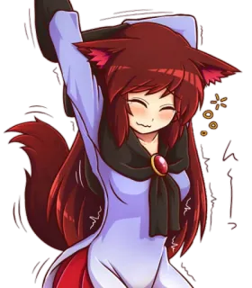 🥱 anime meisje, kattenoortjes, vosmeisje, cartoon, schattig, kawaii, manga telegram sticker