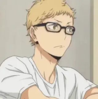 ✨ Tsukishima Kei Haikyuu anime, haikyuu, tsukishima kei, glasses, blond hair, anime character telegram sticker