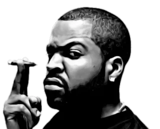 🔫 Ice Cube Ice Cube, Rapper, Middelvinger, Portret, Hip Hop, Zwart-wit telegram sticker