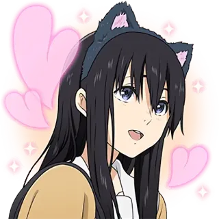 😄 anime, girl, cat ears, sparkles, heart telegram sticker