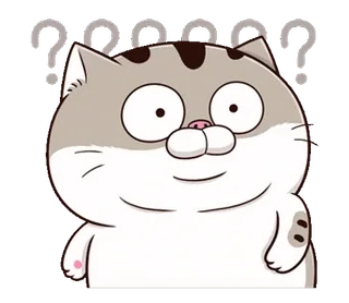 😊 gato, pregunta, pensando, confundido, dibujos animados, animal whatsapp sticker