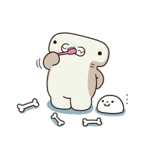 🙂 かわいい, 動物, 歯ブラシ, 骨, きれい telegram sticker