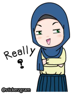 😋 Hijab, Musulmano, Donna, Cartone animato, Islam whatsapp sticker