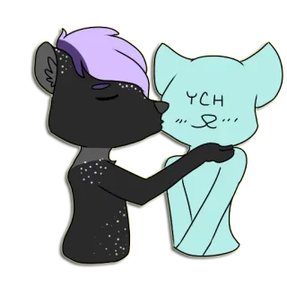 😚 YCH Kuss, Katze, Hund, Haustier, Fell, Cartoon, Liebe telegram sticker