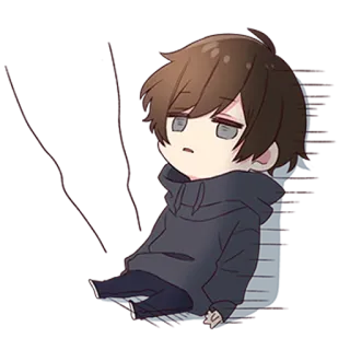 😔 Anime, Kreskówka, Chibi, Smutny, Samotny, Chłopak telegram sticker