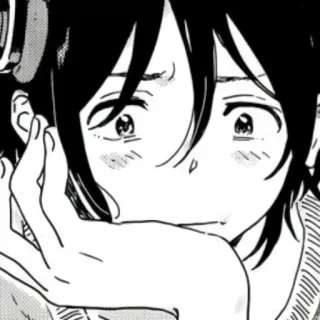 🌼 Anime, Manga, Charakter, Traurig, Monochrom telegram sticker