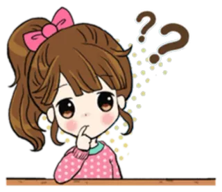 🤔 Hoạt hình, Câu hỏi, Suy nghĩ, Bối rối, Nghi ngờ, Cô gái telegram sticker