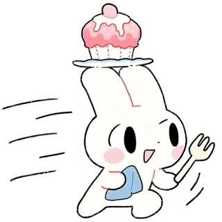 🧁 rabbit, cupcake, dessert, cartoon, cute, kawaii, food telegram sticker