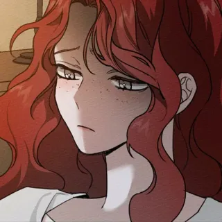 ♥️ donna, capelli rossi, ritratto, triste, anime, personaggio telegram sticker