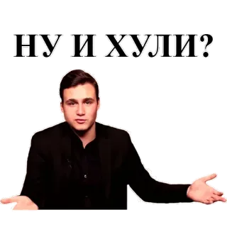 😑 НУ И ХУЛИ? russisch, meme, uitdrukking, onverschillig, vraag, scheldwoord telegram sticker