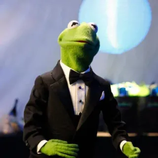 🌝 Kermit Kermit the Frog, Muppets, suit, bow tie, puppet telegram sticker