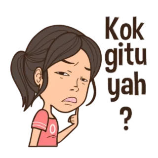 🤔 Kok gitu yah? dibujo animado, pregunta, chica, expresión, pensativa whatsapp sticker