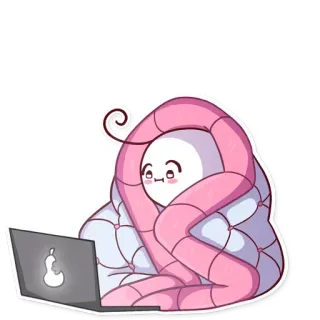 💻 deken, knus, peer, laptop, schattig, worm telegram sticker