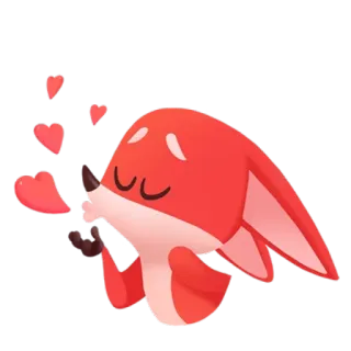 😚 vos, liefde, hart, kus, cartoon telegram sticker