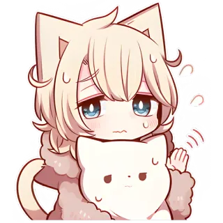 😢 Anime, Gatto, Kawaii, Carino, Personaggio, Adesivo whatsapp sticker