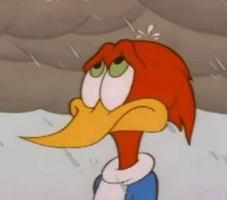 🥺 Woody Woodpecker Cartone animato, Uccello, Woody Woodpecker, Triste, Arrabbiato, Personaggio whatsapp sticker