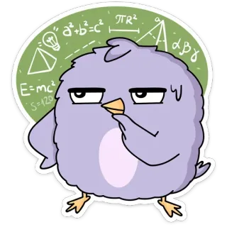 🤔 E=mc²
S=120
"a²+b²=c² TR2
A
ข นก, คณิตศาสตร์, สมการ, วิทยาศาสตร์, การ์ตูน telegram sticker