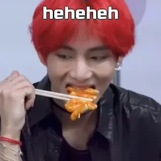 😊 heheheheh mangiare, asiatico, capelli rossi, cibo, felice whatsapp sticker