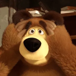 🧸 Bear Masha and the Bear bear, cartoon, animated, animal, shocked telegram sticker