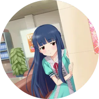 👀 anime, chica, pelo azul, triste, linda telegram sticker