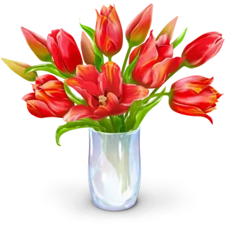 🌷 fleurs, tulipes, vase, bouquet, printemps whatsapp sticker
