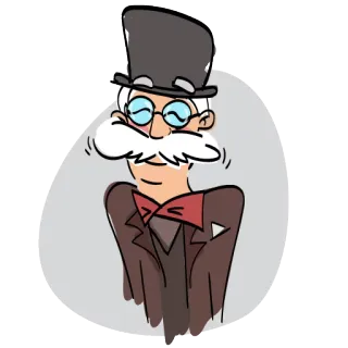 😃 Cartone animato, Gentiluomo, Cilindro, Baffi, Papillon, Abito elegante whatsapp sticker
