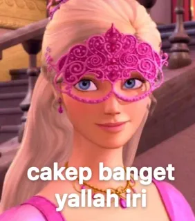 😅 cakep banget yallah iri Barbie, maska, piękna, elegancka, różowy, animowany whatsapp sticker