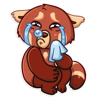 😭 panda rojo, llorando, triste, lágrimas, emoji, animal, dibujo animado whatsapp sticker