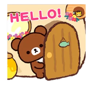 👋 Rilakkuma HELLO! น่ารัก, หมี, การ์ตูน, สวัสดี, ทักทาย telegram sticker