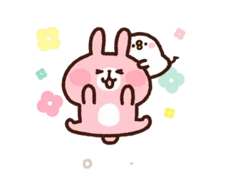 😆 kawaii, cute, bunny, rabbit, animal, cartoon whatsapp sticker