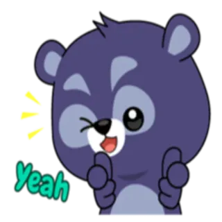 😉 Yeah ours, dessin animé, mignon, animal, pouce levé telegram sticker
