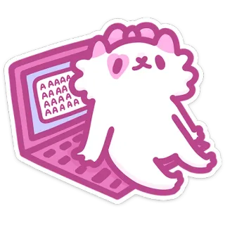 😕 AAAAA AAAAA AAAAA AAAAA Katze, Computer, süß, Aufkleber, Tier, kawaii, Laptop telegram sticker