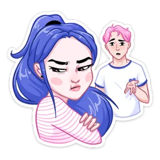 🤨 мультфильм, женщина, мужчина, пара, отношения, иллюстрация, наклейка, милый whatsapp sticker