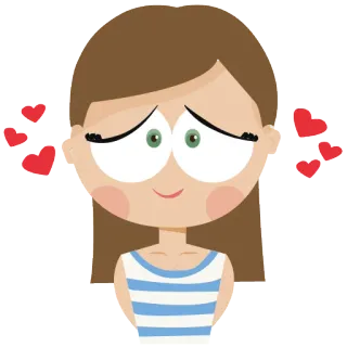 ❤ kartun, gadis, cinta, hati, stiker, imut telegram sticker