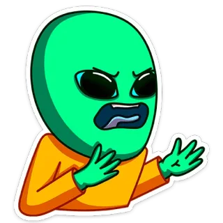 😡 エイリアン, 漫画, 怒り, キャラクター, 緑, 宇宙人 telegram sticker