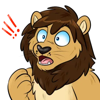😱 león, dibujos animados, animal, impactado, sorprendido telegram sticker
