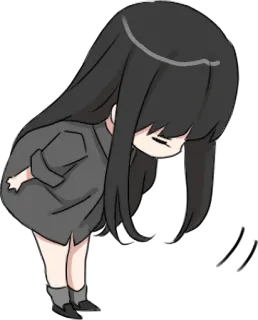 Girl with black hair long TL-EDIT :: @line_stickers telegram stickers