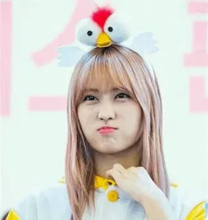 🐤 femme, chapeau poulet, portrait, kpop, momo, mignon telegram sticker