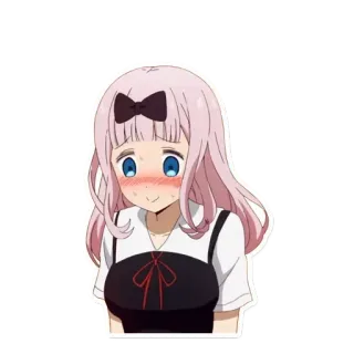 😓 Chika Fujiwara Kaguya-sama: Love Is War 动漫, 藤原千花, 辉夜大小姐想让我告白, 卡通, 脸红, 可爱, 女孩 telegram sticker