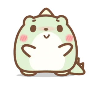 ☺ dinossauro, fofo, kawaii, animal, desenho animado, adesivo, verde telegram sticker