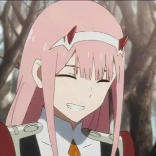 🌷 Zero Two Darling in the Franxx Anime, Zero Two, Darling in the Franxx, Cabelo rosa, Personagem, Chifres, Garota anime telegram sticker